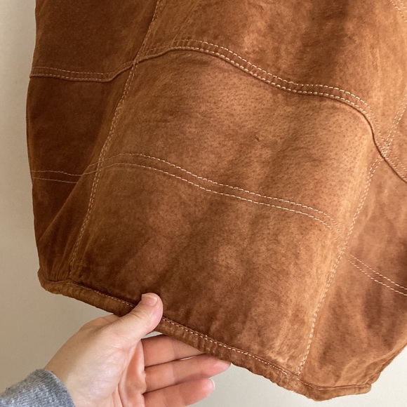 Vintage Vest Mens XL Brown Leather Cream Faux Shearling Fleece Reversible - Picture 9 of 16